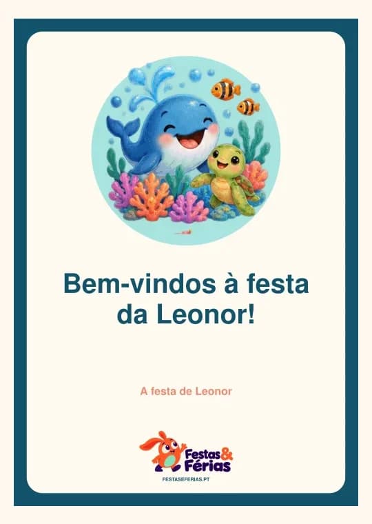 Exemplo de placas e sinalética para festas infantis personalizado com a identidade Festas & Férias